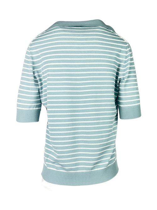 polo donna a righe acqua e bianco A rovescio | 2637/7465